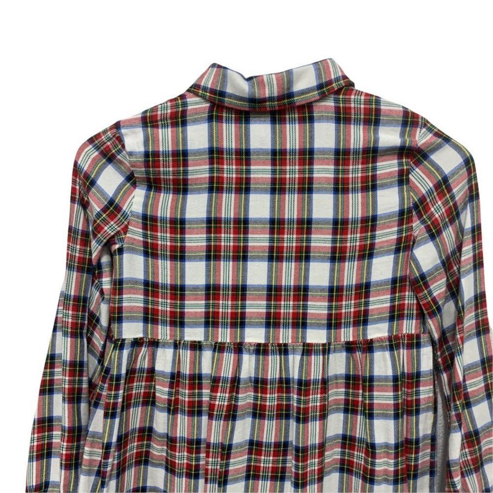 Gap Girls Size M Plaid‎ Shirt Dress Long Sleeve White Red Navy Checked - Picture 6 of 7